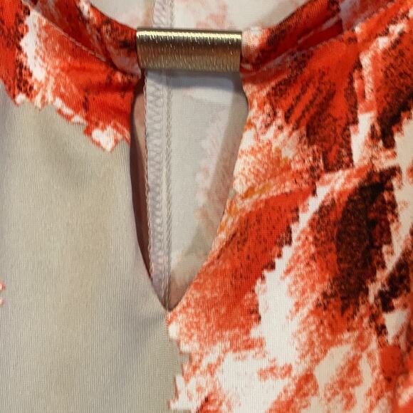 Perceptions Orange & Cream Midi Dress Size 22! - Picture 5 of 7